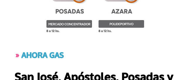 San José, Apóstoles, Posadas y Azara recibirán esta semana el programa Ahora Gas