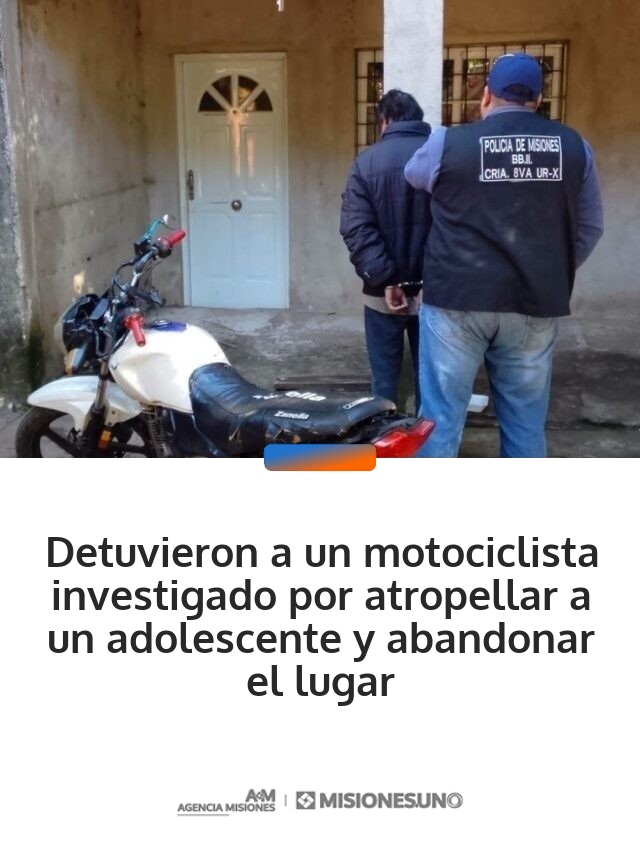 Detuvieron a un motociclista investigado por atropellar a un adolescente y abandonar el lugar