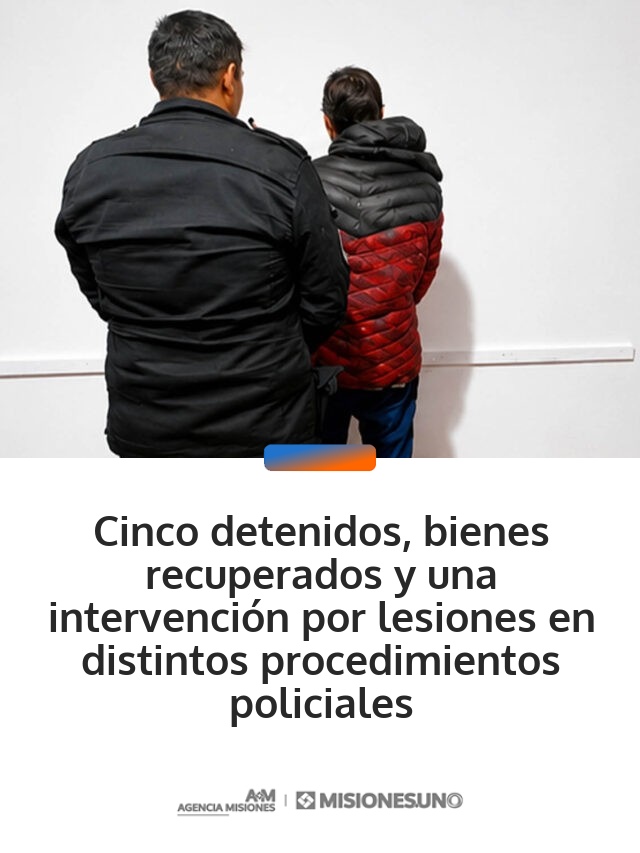 Cinco detenidos, bienes recuperados y una intervención por lesiones en distintos procedimientos policiales